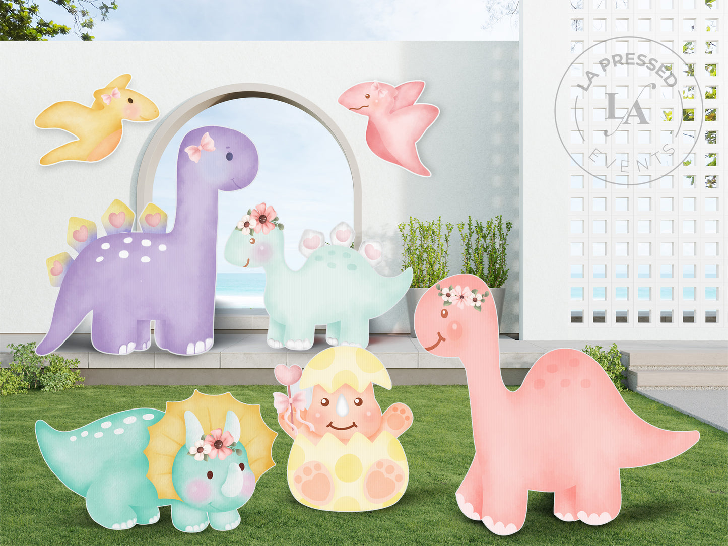 Pastel Dinosaur Birthday Party Backdrop Decoration Prop