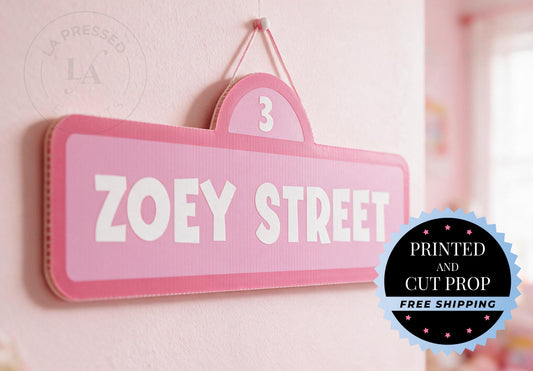 Personalized Street Sign | Apartment Building Party Props | Custom Name & Age Sign | Kids Birthday Photo Booth Backdrop | Party Decorations