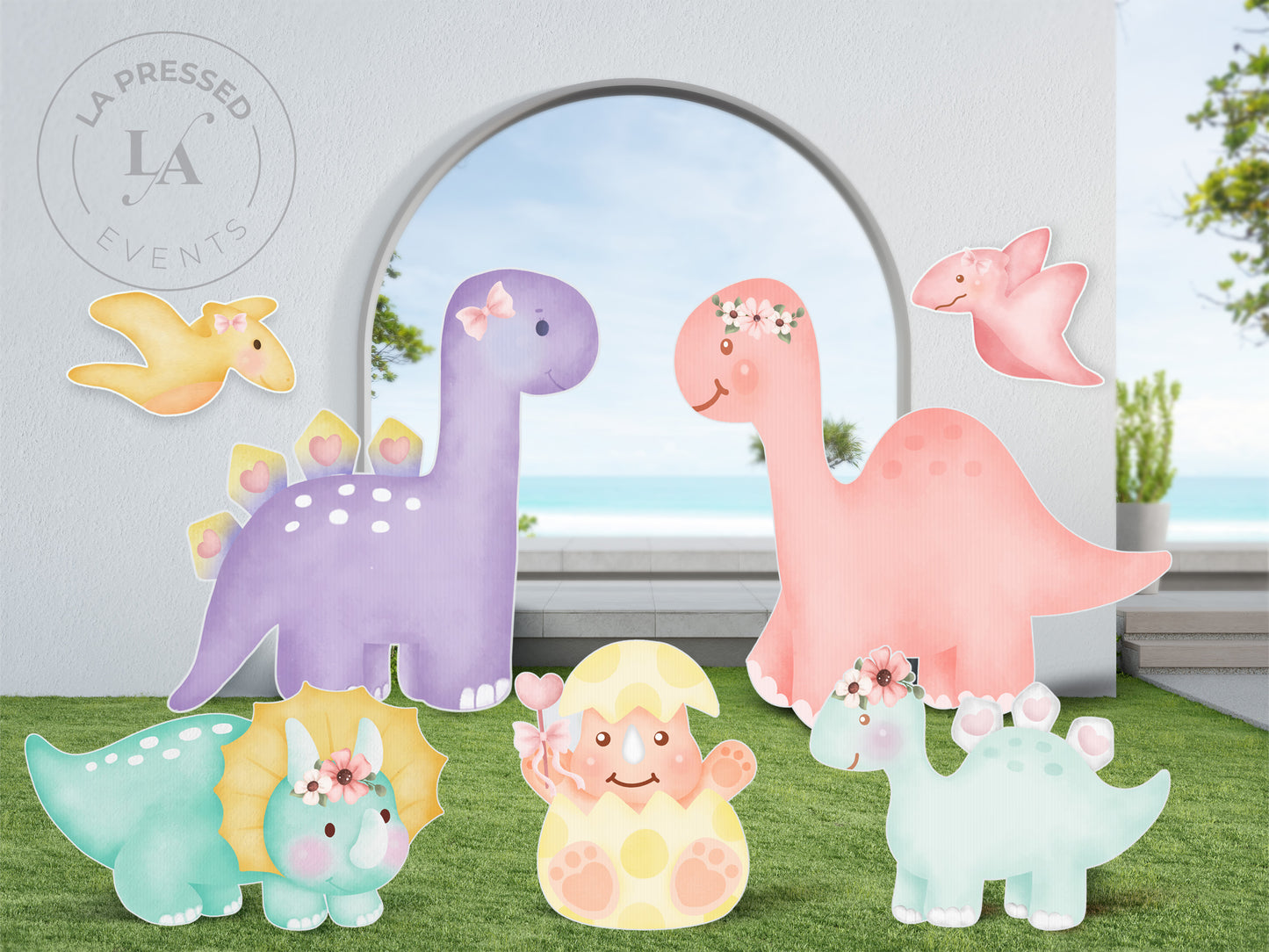 Pastel Dinosaur Birthday Party Backdrop Decoration Prop